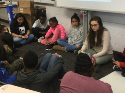 MVMS students reflecting on their personal experiences after having had a workshop with author Ellen Oh about race and representation in literature.