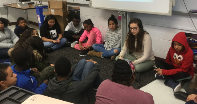 MVMS students reflecting on their personal experiences after having had a workshop with author Ellen Oh about race and representation in literature.