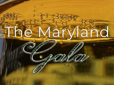The Maryland Gala Logo imposed on the top of a Champagne glass